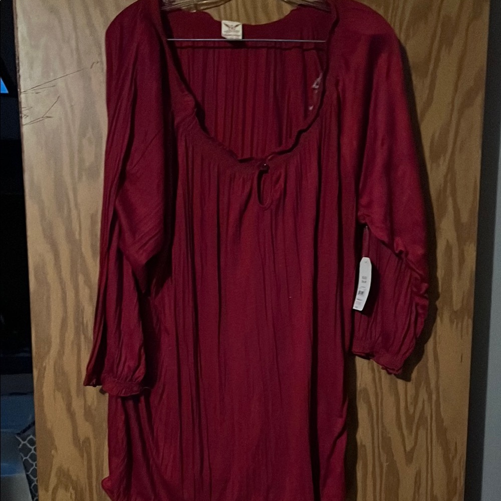 Red Flowy Blouse